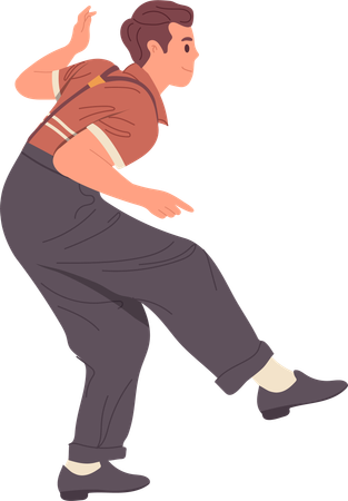 Young man dancing at broadway party  Illustration