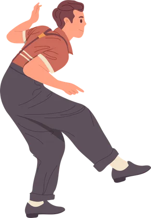 Young man dancing at broadway party  Illustration