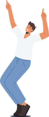Young Man Dancing in Disco Party  Illustration