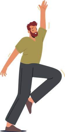 Young Man Dancing on Disco Party  Illustration