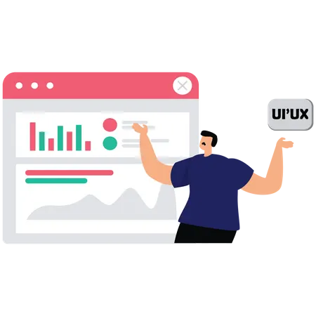 Best Young man designer working on ui ux design Illustration download ...