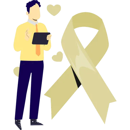 Young man discuss about aids day celebration  Illustration