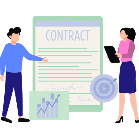 Young man discussing contract  Illustration