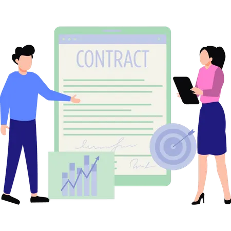Young man discussing contract  Illustration