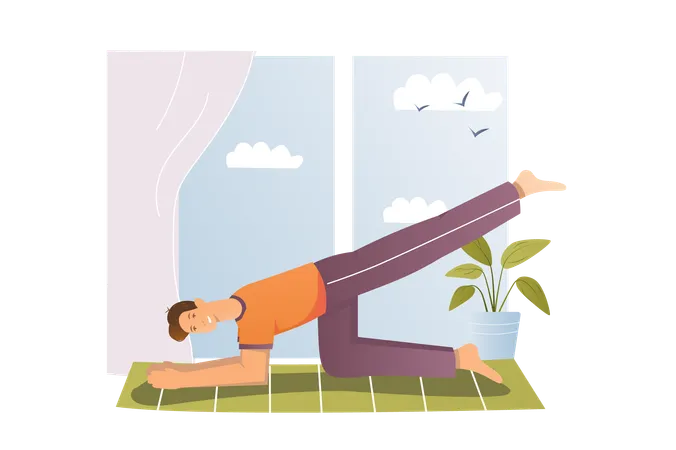 Young man does yoga for relaxation  Illustration