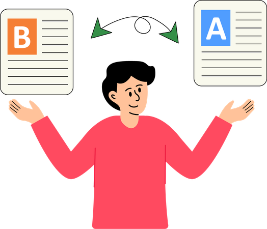 Young man doing Ab Testing  Illustration