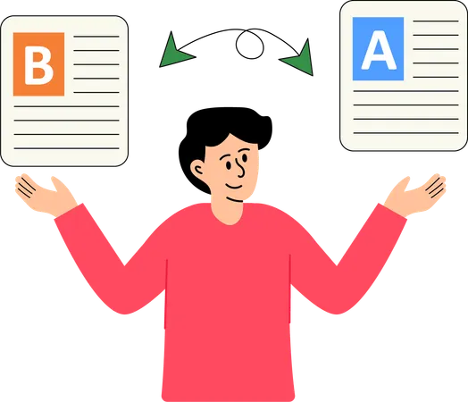 Young man doing Ab Testing  Illustration