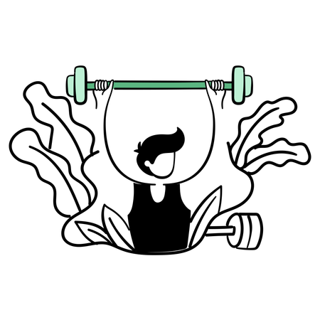 Young man doing barbell exercise  Illustration