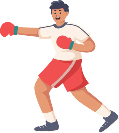 Young Man doing boxing Illustration