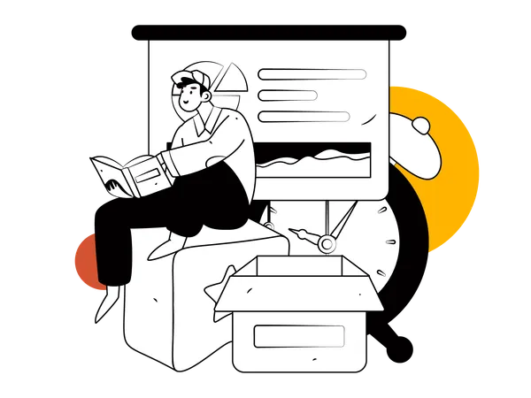 Young man doing business analysis  Illustration