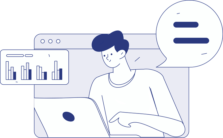 Young man doing business analysis  Illustration
