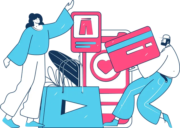 現金で支払いをする若い男性  イラスト