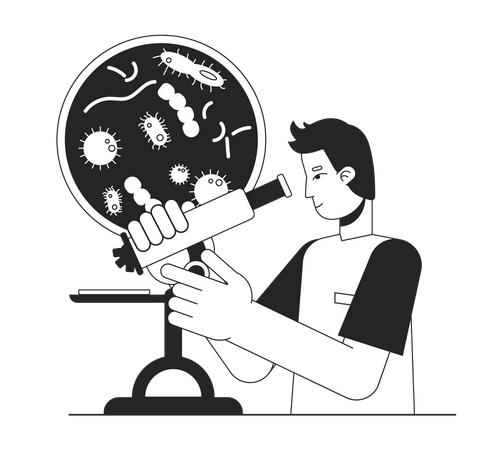 Young man doing Clinical research Illustration
