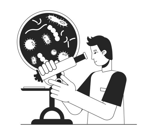 Young man doing Clinical research  Illustration