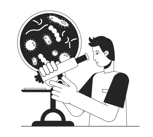 Young man doing Clinical research  Illustration