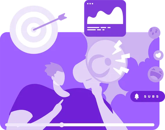 Young Man Doing Content Marketing  Illustration