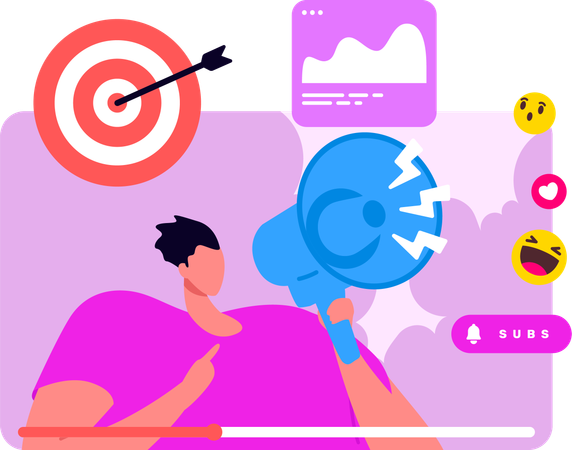 Young Man Doing Content Marketing  Illustration