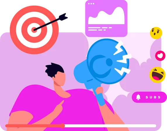 Young Man Doing Content Marketing  Illustration