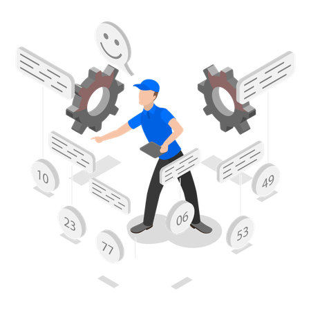 Young man doing Embargo Regulation work  Illustration