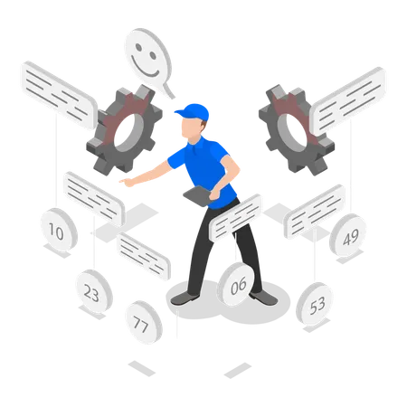 Young man doing Embargo Regulation work  Illustration