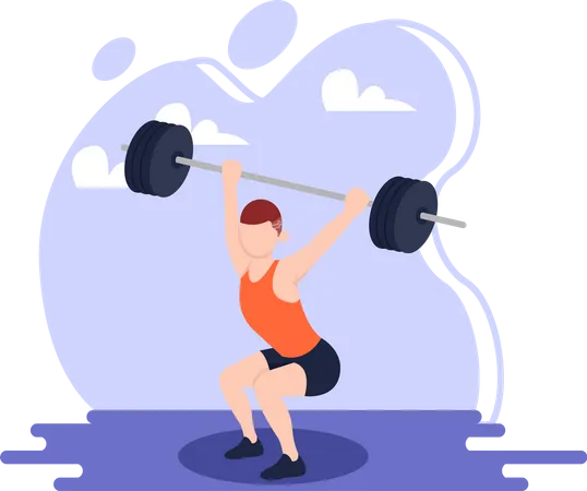 Young Man doing Exercise  Illustration