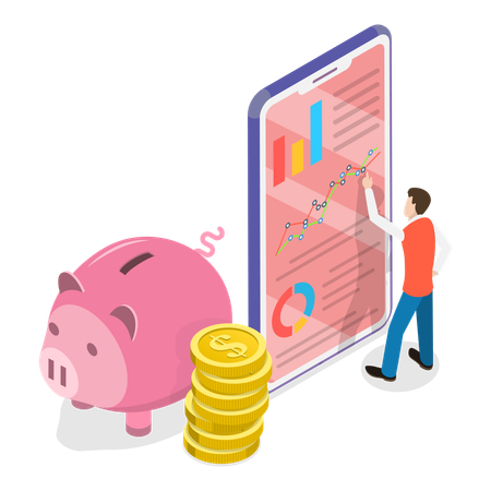 Young man doing Financial Investment  Illustration