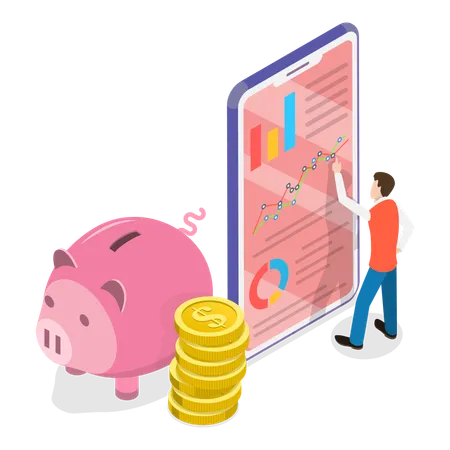 Young man doing Financial Investment  Illustration