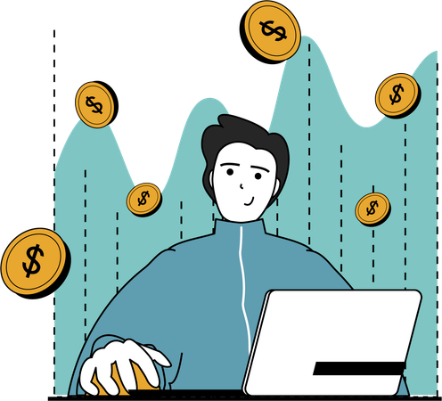 Young man doing financial investment  Illustration