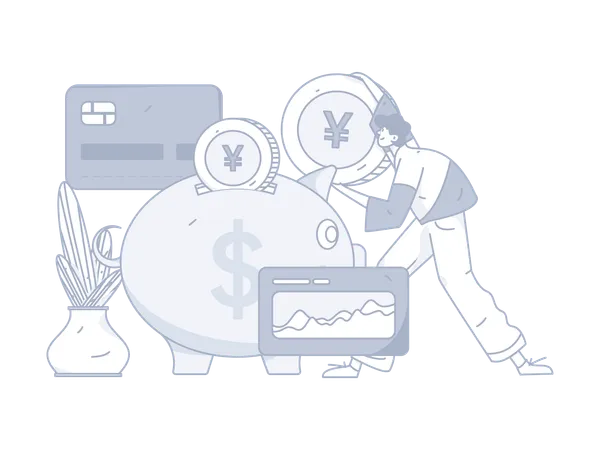 Young man doing Investment analytics  Illustration