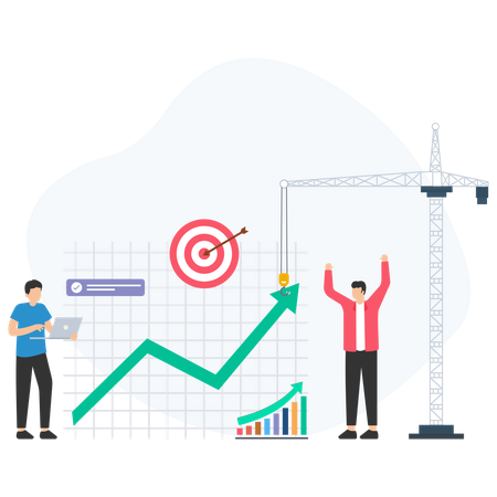 Young man doing Market Analytic  Illustration