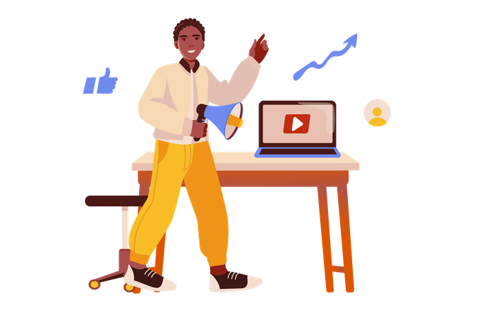 Young man doing marketing growth  Illustration