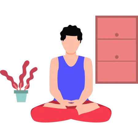 Young man doing meditating  Illustration