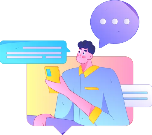 Young man doing mobile chatting  Illustration