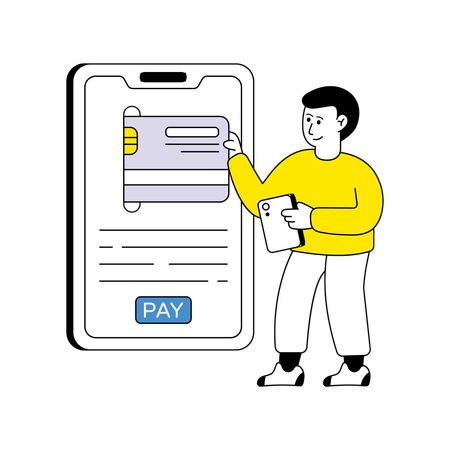 Young man doing Mobile Payment  Illustration