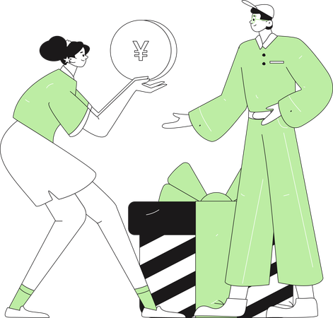 Young man doing online clothes shopping  Illustration