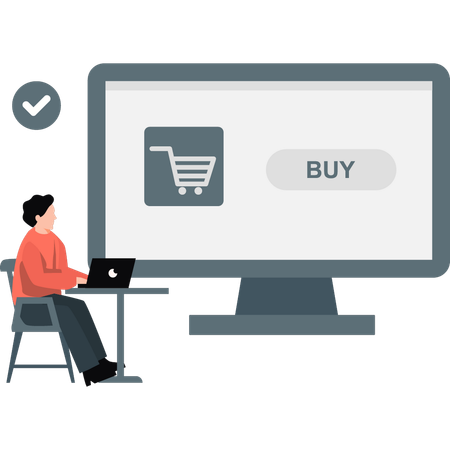 Young man doing online shopping  Illustration