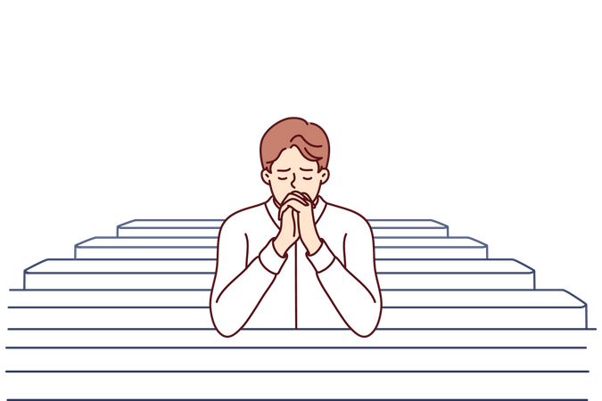 Young man doing prayer  Illustration