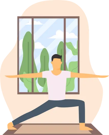 Young Man Doing Stretching  Illustration