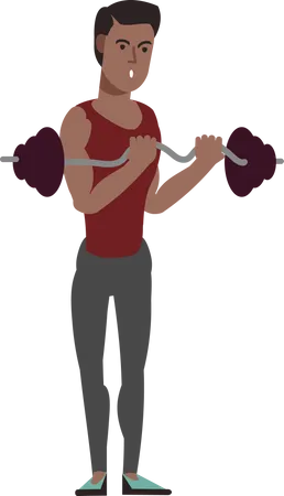 Young man doing weightlifting Illustration