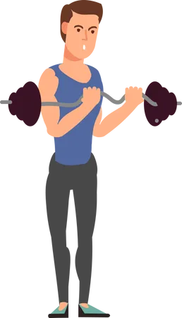 Young man doing weightlifting  Illustration