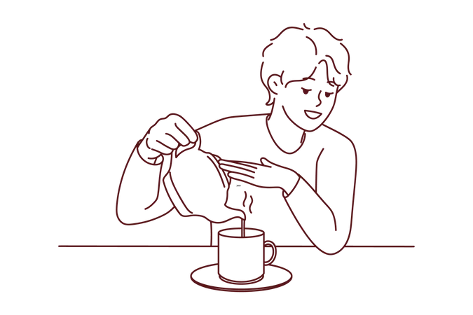 Young man drinking tea  Illustration