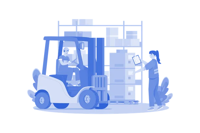 Forklift Lifting Weight Illustration Concept On White Background Illustration