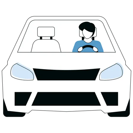 Young Man driving car  Illustration