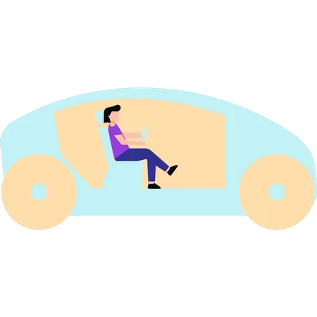 Young man driving car  Illustration