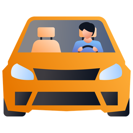 Young Man Driving car  Illustration