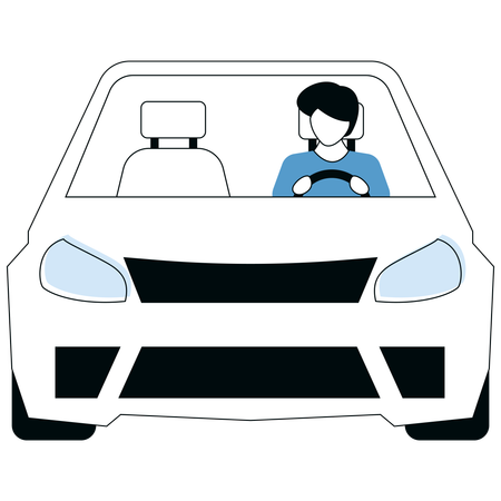 Young Man driving car  Illustration