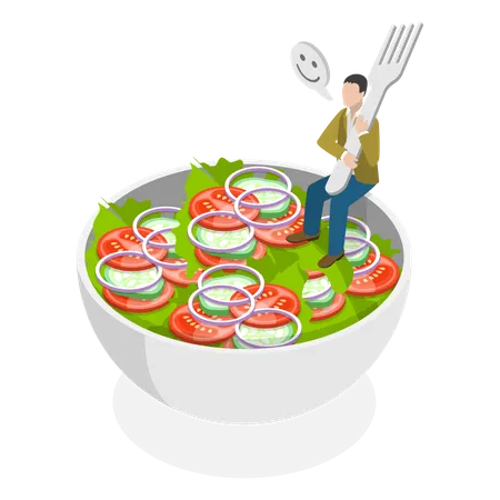 3 D Isometric Flat Vector Conceptual Illustration Of Healthy Bowl Natural And Fresh Food Illustration