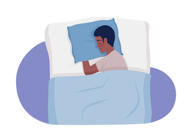 Young man embracing soft pillow while napping Illustration
