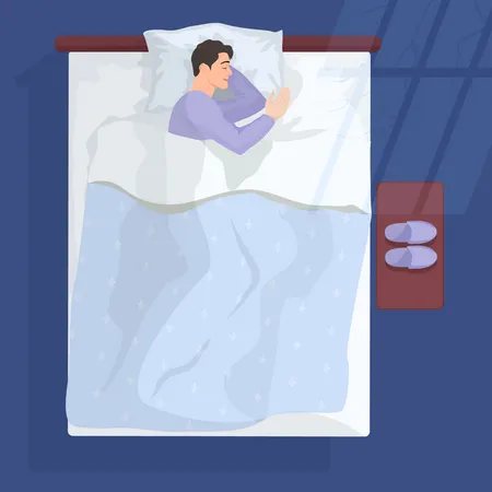 Young man embracing soft pillow while napping  Illustration