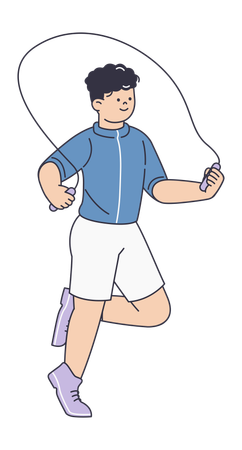 Young Man Enjoying Jumping Rope Cardio Workout  Illustration